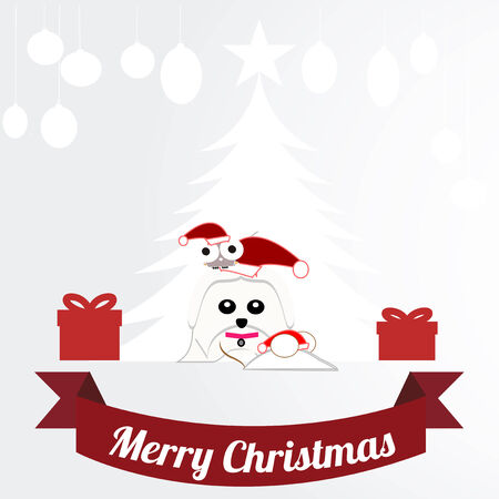 christmas illustration over gray color backgroundのイラスト素材