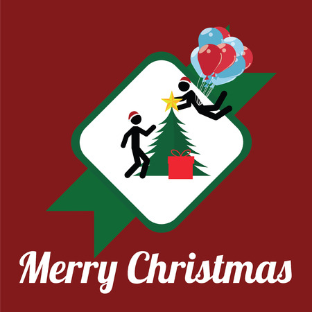 Merry Christmas Illustration over Color backgroundのイラスト素材