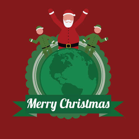 Merry Christmas Illustration over Color backgroundのイラスト素材