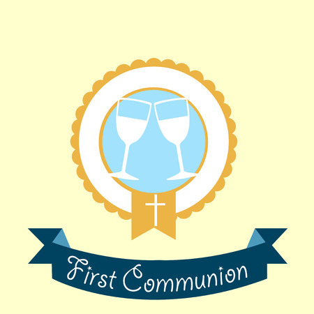 First Communion illustration over color backgroundのイラスト素材