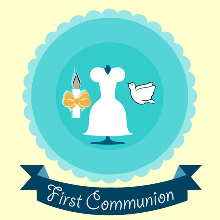 First Communion illustration over color backgroundのイラスト素材