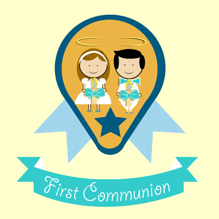 First Communion illustration over color backgroundのイラスト素材