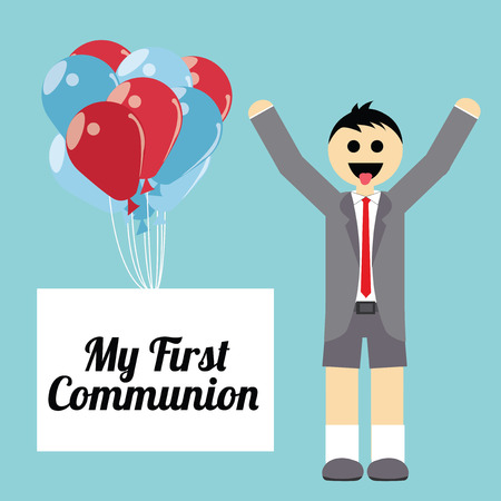 my first communion illustration over blue backgroundのイラスト素材