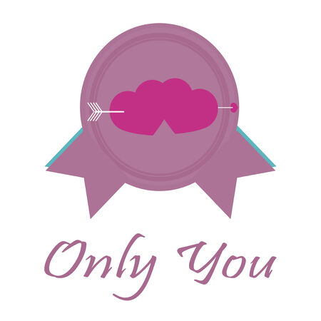 only you love illustration over color backgroundのイラスト素材