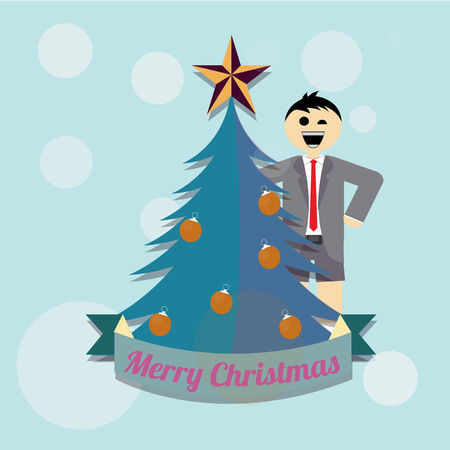 Christmas Illustration over color backgroundのイラスト素材