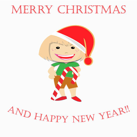 Christmas Illustration over color backgroundのイラスト素材