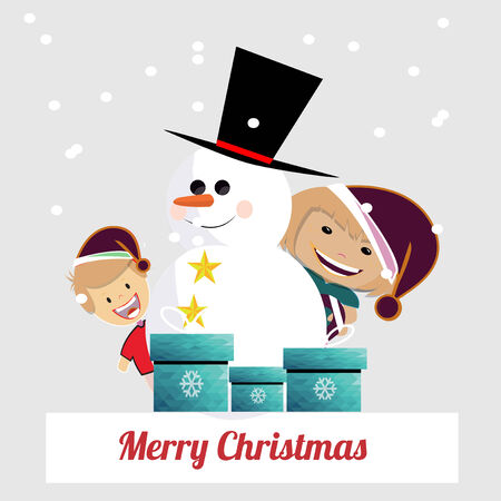 Christmas Illustration over color backgroundのイラスト素材