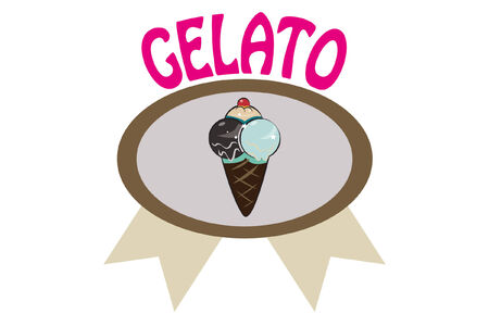 ice cream  illustration over stamp backgroundのイラスト素材