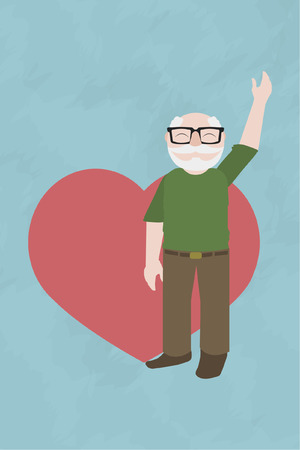 grandfather illustration over blue color backgroundのイラスト素材