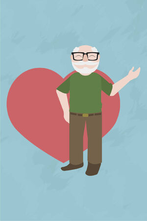 grandfather illustration over blue color backgroundのイラスト素材
