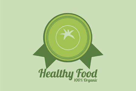 healthy food illustration over green color backgroundのイラスト素材