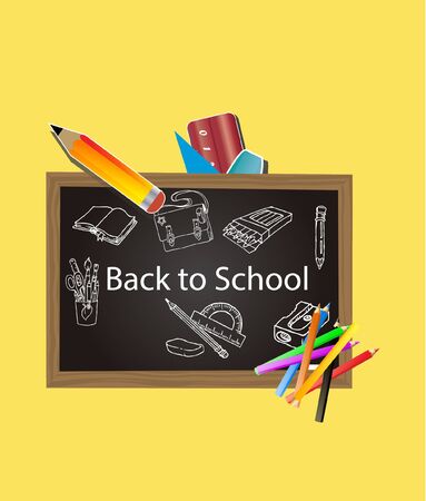 back to school illustration over color backgroundのイラスト素材