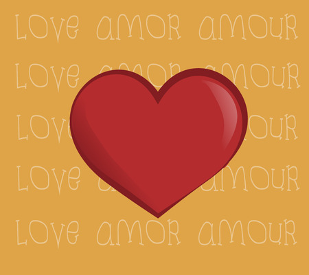 love  illustration, love text and heart over color backgroundのイラスト素材