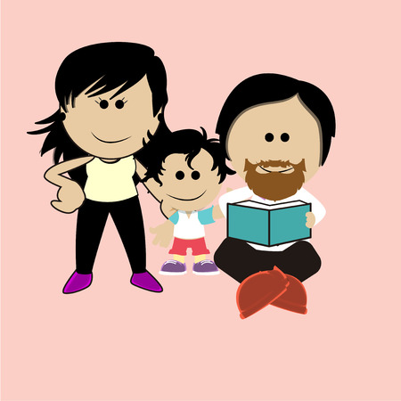 parents  reading with your childのイラスト素材