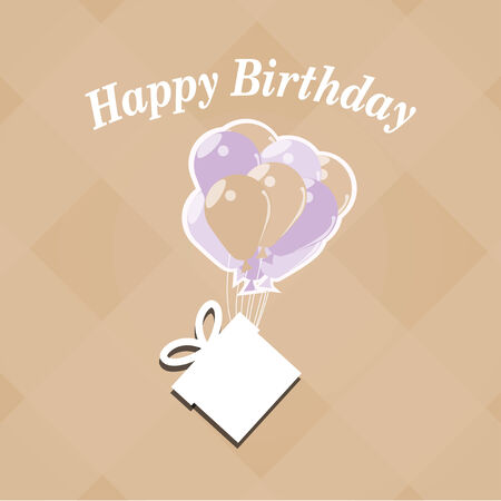 Happybirthday illustration, box hanging balloons, over color backgroundのイラスト素材