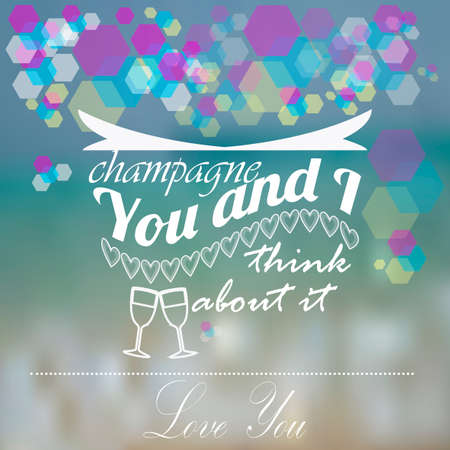 Valentines day, love text and hexagons  over  blur backgroundのイラスト素材