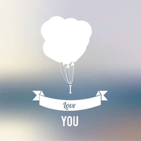 balloons and love text over degrade backgroundのイラスト素材