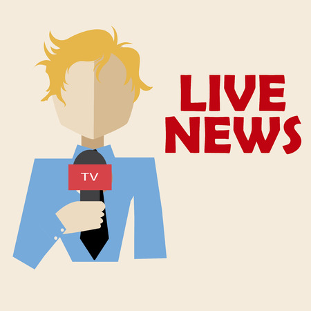 caucasian journalist live and directのイラスト素材