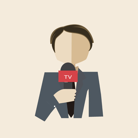 journalist in gray suit live and directのイラスト素材