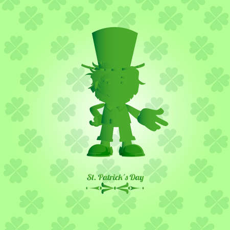 green elf in saint patrick?s day over clover patternのイラスト素材