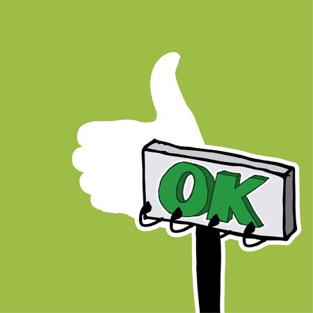 notice white hand symbolizing ok over green color backgroundのイラスト素材