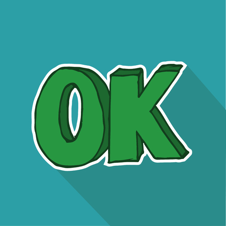 ok with green text over blue color backgroundのイラスト素材