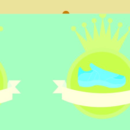 tennis shoes over circle stamp over yellow color backgroundのイラスト素材