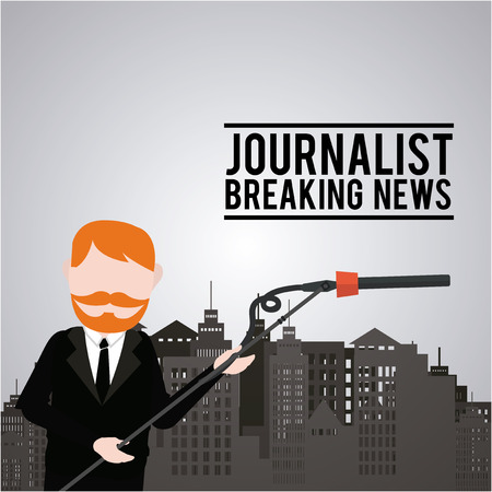 Journalist illustration over color backgroundのイラスト素材