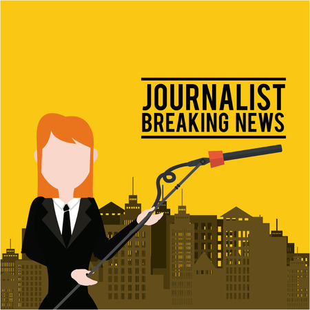 Journalist illustration over color backgroundのイラスト素材