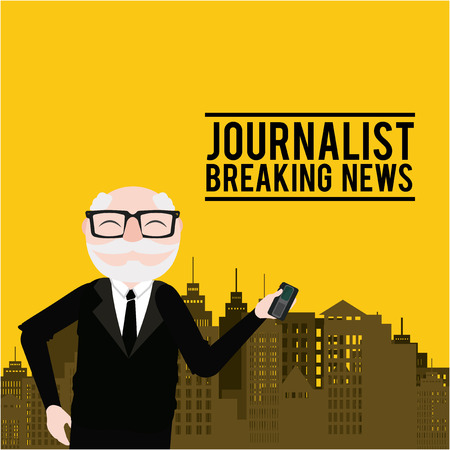 Journalist illustration over color backgroundのイラスト素材