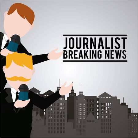 Journalist illustration over color backgroundのイラスト素材