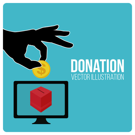 Donation illustraion over blue color backgroundのイラスト素材