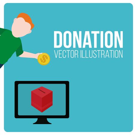 Donation illustraion over blue color backgroundのイラスト素材