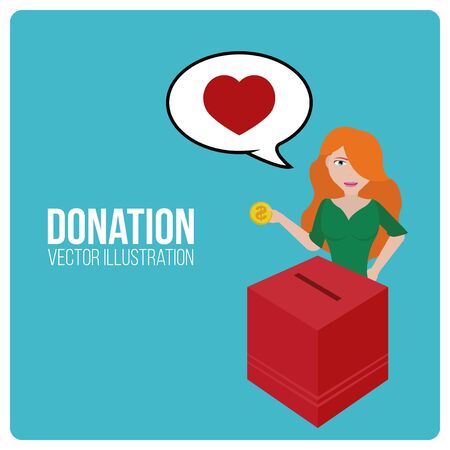 Donation illustraion over blue color backgroundのイラスト素材