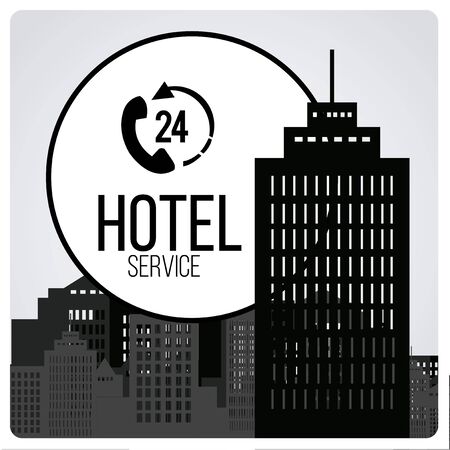 hotel service illustration over gray colored backgroundのイラスト素材