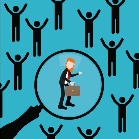 leader woman illustration over blue color backgroundのイラスト素材