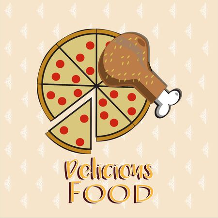 Delicious Food Illustration Over Color Backgroundのイラスト素材