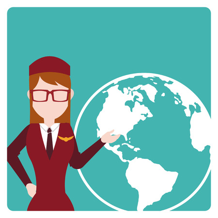 flight attendant illustration over color bakcgroundのイラスト素材