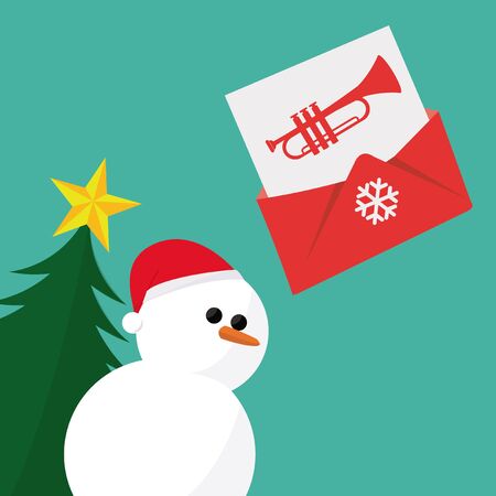 Christmas Mail, over green color backgroundのイラスト素材