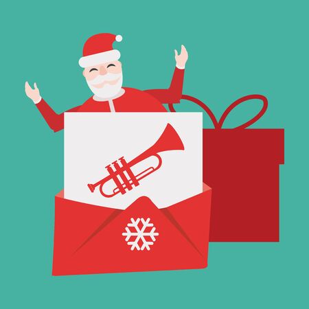 Christmas Mail, over green color backgroundのイラスト素材