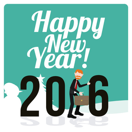 Happy New year illustration over color background
