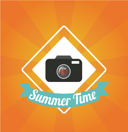 summer time icon over orange colorのイラスト素材