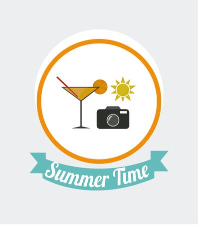 summer time icon over white colorのイラスト素材