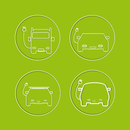 Electric Car design in green color backdropのイラスト素材