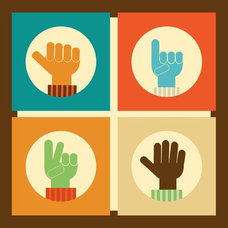 hand gestures in color backdropのイラスト素材