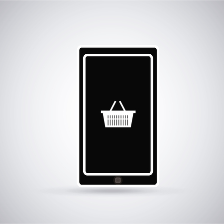 Online Shopping Design, vector in black and gray color backdropのイラスト素材