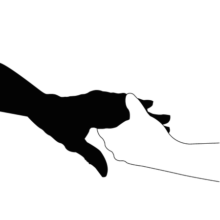 Helping hands , vector black and white on white backgroundのイラスト素材