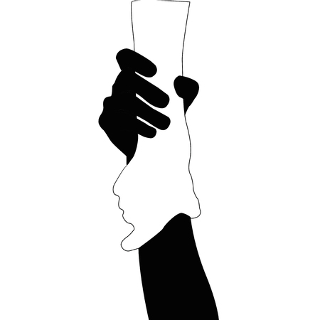 Helping hands , vector black and white on white backgroundのイラスト素材