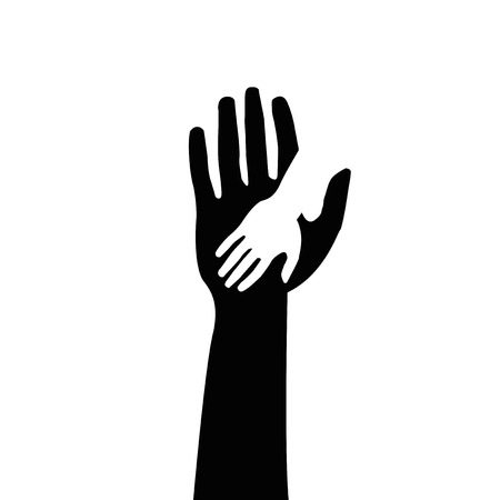 Helping hands , vector black and white on white backgroundのイラスト素材