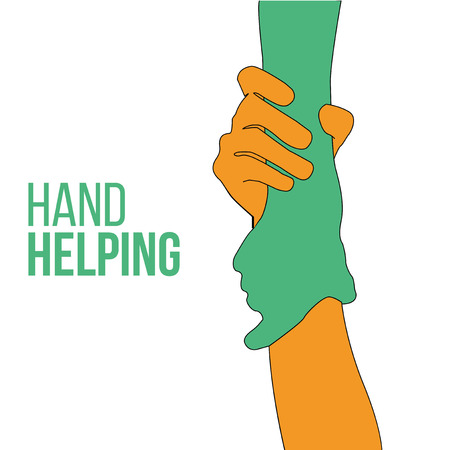 Helping Hands, colorful vector on white backdropのイラスト素材